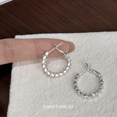 方糖家 清冷感银色缠绕圈圈耳环高级感轻奢简约耳圈2025新款 女