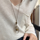 方糖家 项链女 秋冬高级感美拉德咖啡金雀羽虎眼石毛衣链2025新款