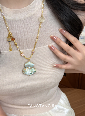 方糖家新中式织锦葫芦贝母项链