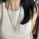 方糖家 女 爆款 新中式 天然翡翠沙金八宝罗盘绿东陵长项链2025新款