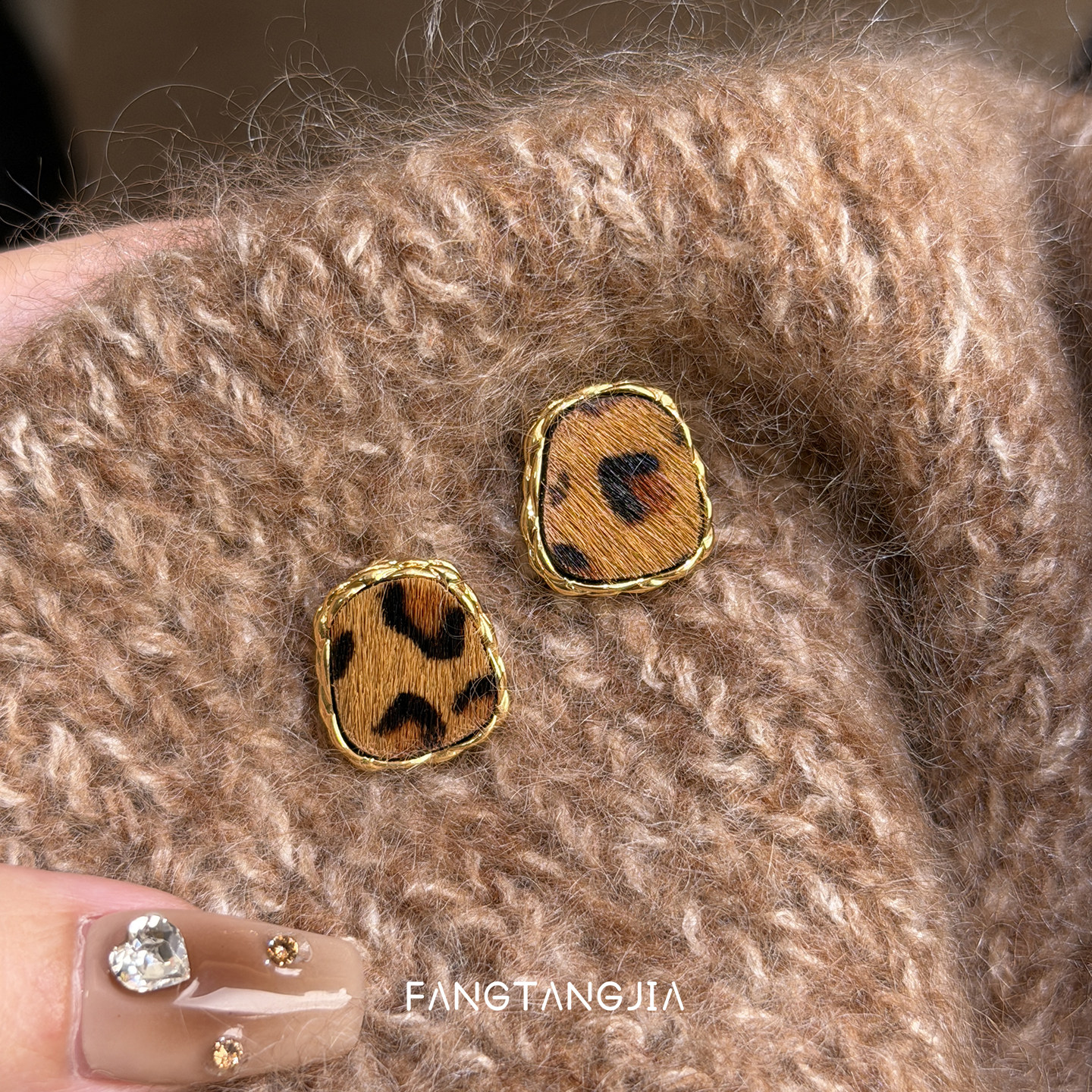 方糖家 美拉德咖色豹纹秋冬复古小众设计耳环2025新款气质耳钉女,饰品/流行首饰/时尚饰品新,耳环,淘宝优惠券,粉丝福利购,淘宝优惠卷