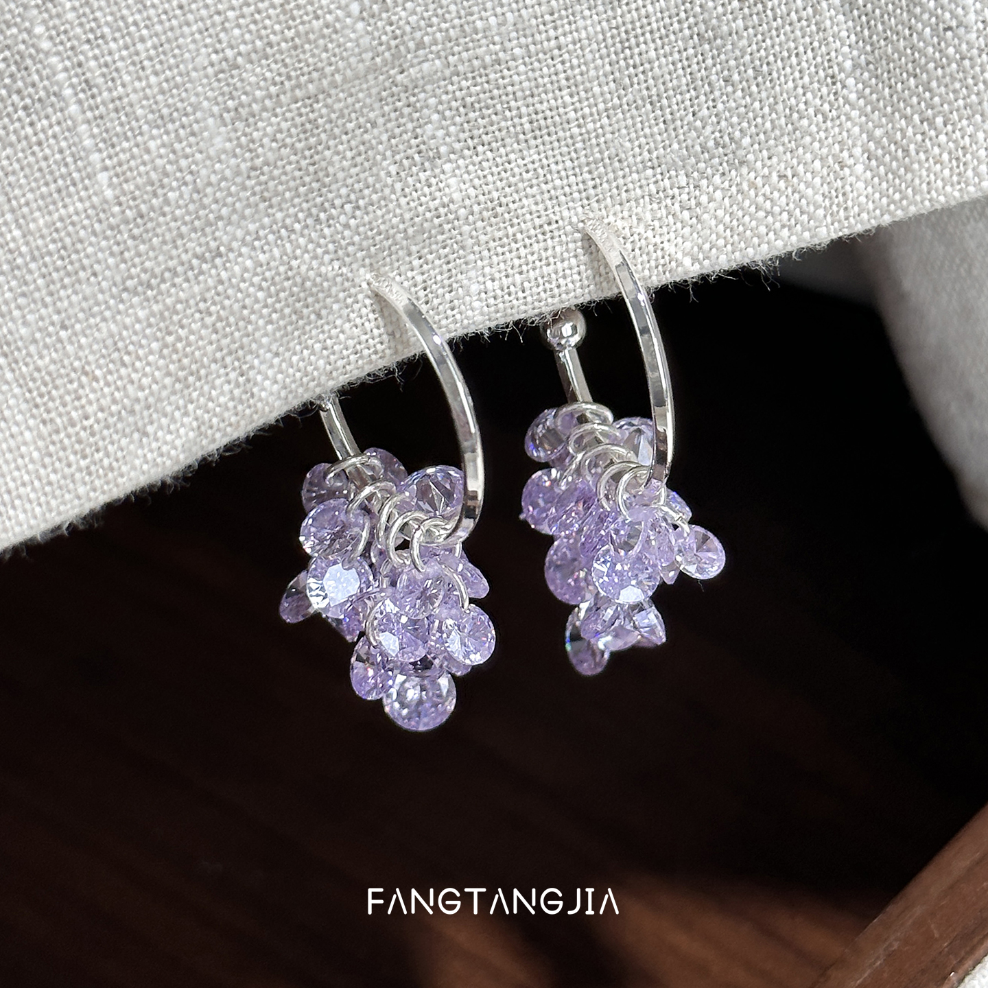 方糖家葡萄串锆石灵动流苏耳饰