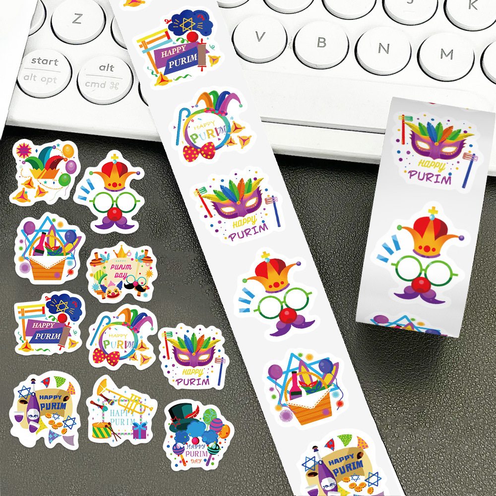 1000贴普林节卷卷贴节日氛围ins风彩绘面具DIY素材手机电脑装饰