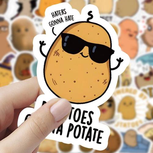 120张土豆贴纸卡通可爱趣味小表情装饰手账笔记本手机壳贴画防水