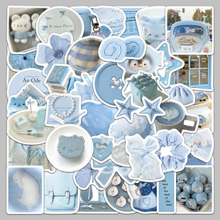 100张淡蓝色小物件贴纸高颜值ins精致diy创意手账手机装 饰素材贴