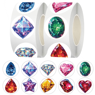 1000贴精美宝石卷卷贴ins风高颜值炫彩钻石装饰手账贴纸封口贴画