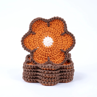 手工diy小花杯垫隔热垫钩针新手勾针入门毛线工具包编织材料包