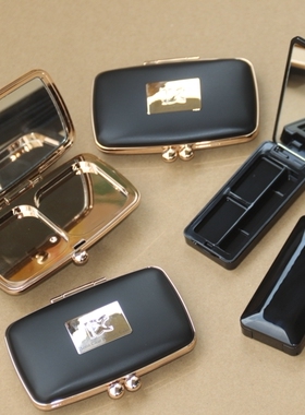 粉饼盒 空盒方形 粉芯替换空盘无印粉底腮红收纳高档长盒子粉盒扑