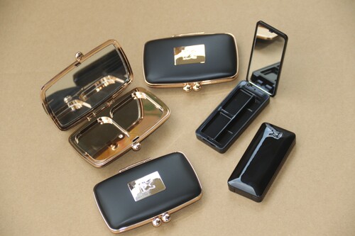 粉饼盒 空盒方形 粉芯替换空盘无印粉底腮红收纳高档长盒子粉盒扑