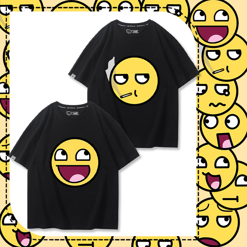 Epic  face趣味史诗脸抽象设计周边短袖男女青少年夏季纯棉T恤衫