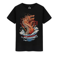 Japanese retro chic style printed tonkotsu ramen short-sleeved T-shirt, summer pure cotton half-sleeved top for men and women thumbnail 6