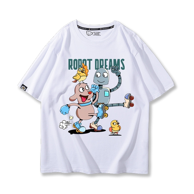 机器人之梦RobotDreams卡通电影周边短袖T恤男女夏季纯棉休闲衣服