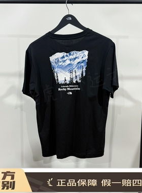 北面THE NORTH FACE 吸汗透气图案印花圆领短袖 T恤 黑色NF0A88GK