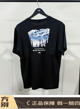北面THE NORTH FACE 吸汗透气图案印花圆领短袖 T恤 黑色NF0A88GK
