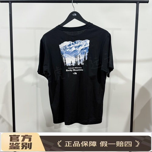 北面THE NORTH FACE 吸汗透气图案印花圆领短袖 T恤 黑色NF0A88GK