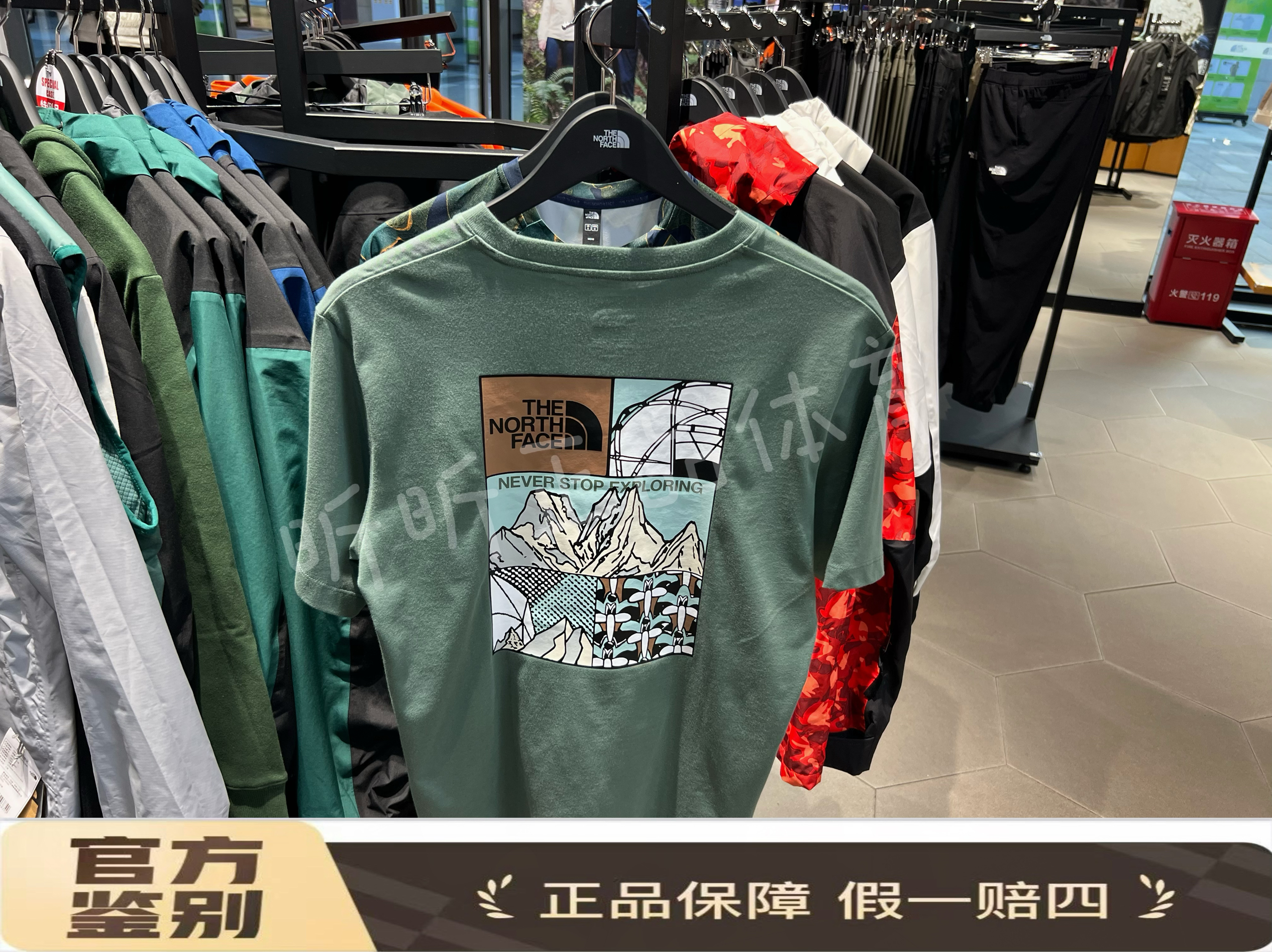 北面THE NORTH FACE 圆领宽松透气背面印花短袖T恤NF0A8GZ0-HCH