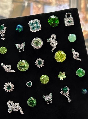 绿野仙踪显白绿色耳钉女医用钛钢耳骨钉养耳洞耳窝钉高级感耳饰潮