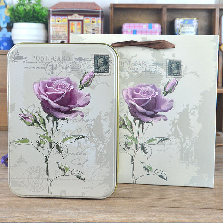 复古高档烘焙曲奇盒 大号长方形铁盒饼干包装盒礼品盒零食包装盒