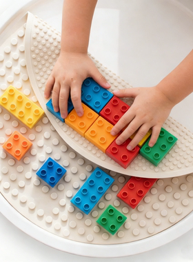 儿童便携式积木硅胶垫适用于大小颗粒积木双面可用积木桌底板配件