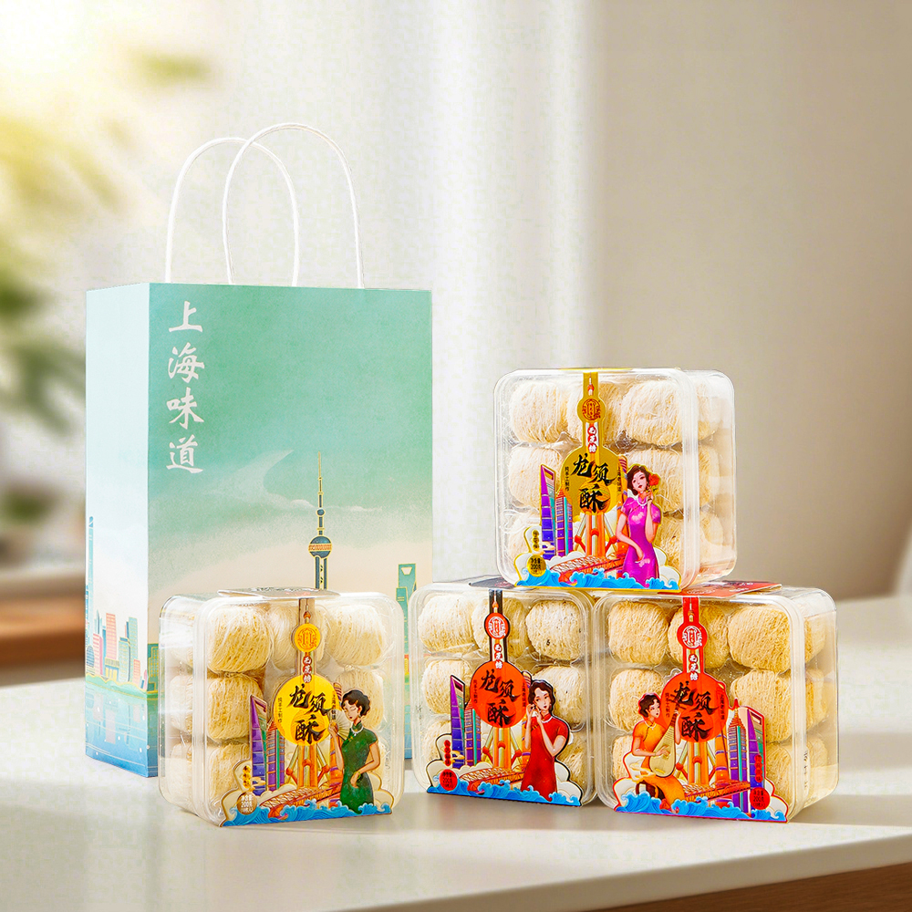 上海风味特产无蔗糖龙须酥礼盒老式手工传统糕点字号城隍庙零食