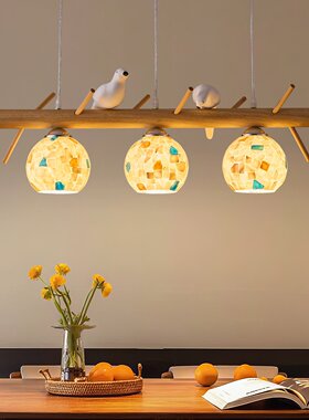 田园风餐厅吊灯日式原木风餐桌灯