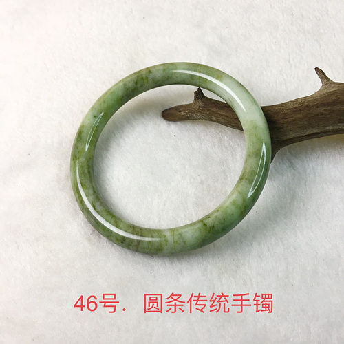 南阳独山玉绿白料圆条手镯