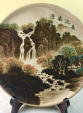 南阳木盘烙画非遗产品摆件