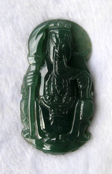 翡翠玉关公吊坠冰种珍藏级招财平安武财神关公挂件翡翠玉关公挂坠