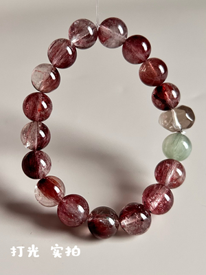 孤品 【荒野玫瑰】天然红兔毛顺毛冰透手串仅此一条售罄仅欣赏