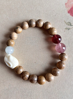 大漏 新中式奶香木沉香手串男女森系手链国风檀香手串佛珠约6 +