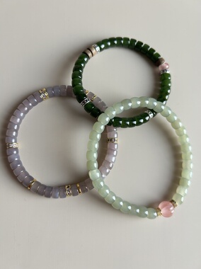 孤品 香芋烟紫和田玉 ／菠菜绿碧玉／baby蓝且末玉+冰粉南红