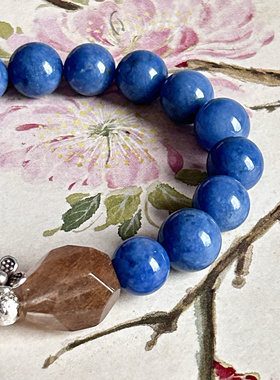 孤品珍品  团团卷毛天然蓝兔毛香槟兔毛925银饰手串