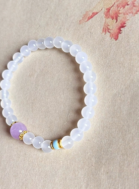 DIY手链女款荔枝冻紫锂辉手串ins高级感手饰品轻奢小众百搭手环