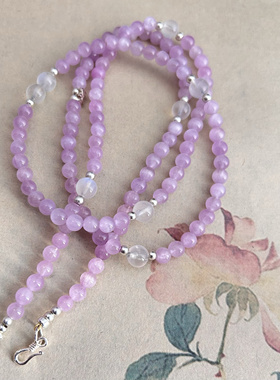 紫纱 蓝月光透体紫锂辉新中式项链毛衣链三圈手链贵气送闺蜜好礼