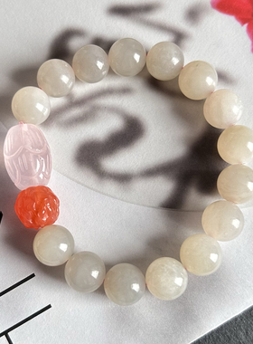 天然烟紫玉万南红马粉手链女款玉石珠子串珠手饰单圈圆珠手串