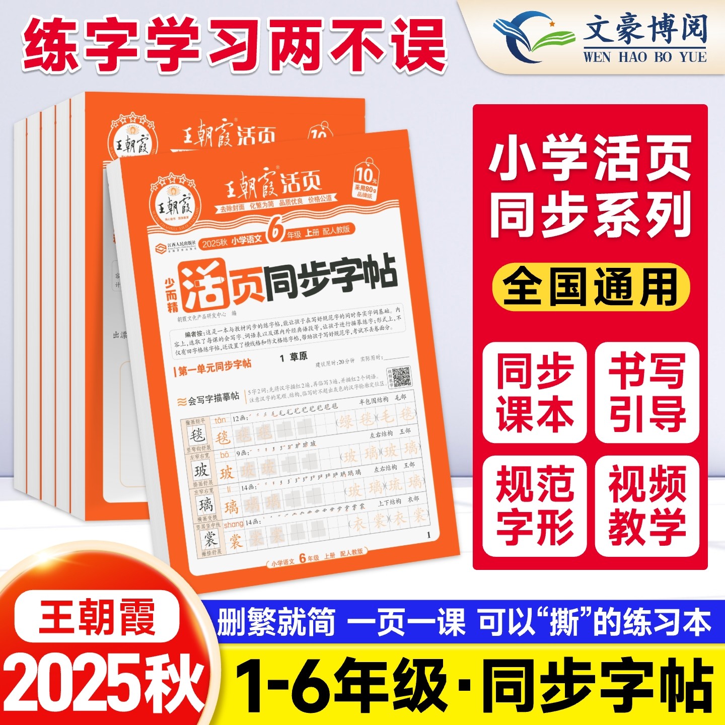 2025新王朝霞活页字帖语文同步练字帖一二三四五六年级人教版小学生专用字帖练字正楷楷书临摹描摹点阵控笔训练生字拼音描红练字本