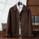 夹克休闲商务休闲 双面呢100%羊毛大衣翻领净色短款 冬秋新款 男士