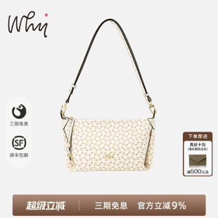 WHY单肩包包女2025新款 通勤小方包 时尚 老花斜挎包轻奢高级感女式