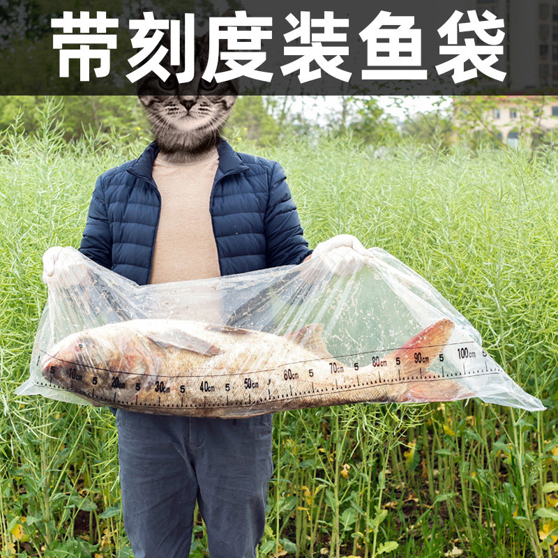 装鱼袋一次性带刻度打包袋加厚活鱼袋鱼获塑料袋套鱼收纳袋展示袋