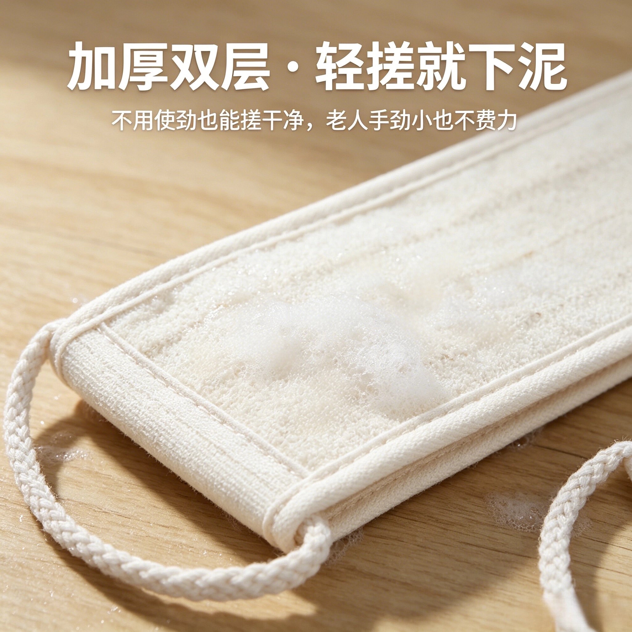 天然棉麻纤维加厚双层搓澡巾家用搓背沐浴手套温和去角质不伤肤拉