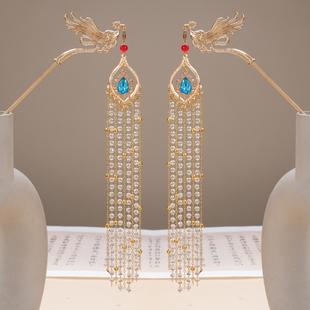 古风汉服发饰长流苏步摇发钗超仙唐宋风明制盘发簪子敦煌发饰头饰