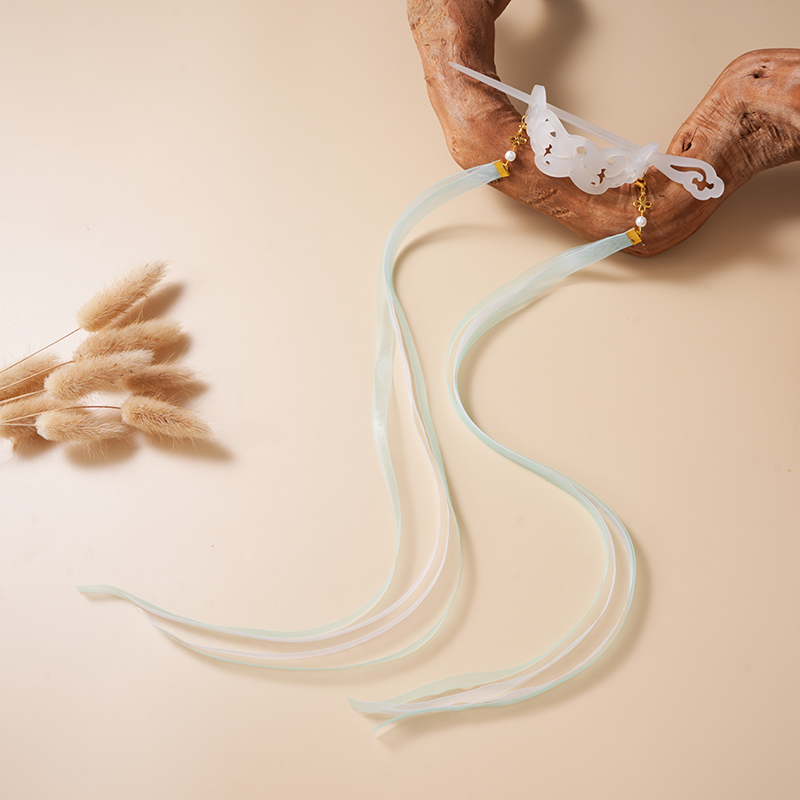 古风汉服仿白玉发簪古风丝带发冠