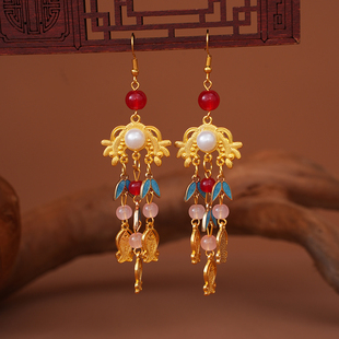 景泰蓝耳饰汉服旗袍敦煌飞天耳环树叶耳坠中国风舞蹈古风古装耳坠