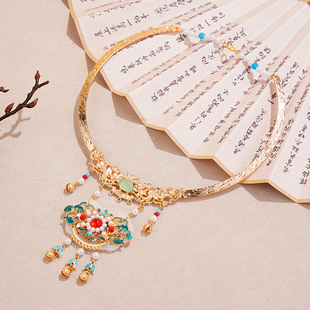 马面配饰原创璎珞流苏晚明国风平安汉服古风项圈明制中式 项链饰品