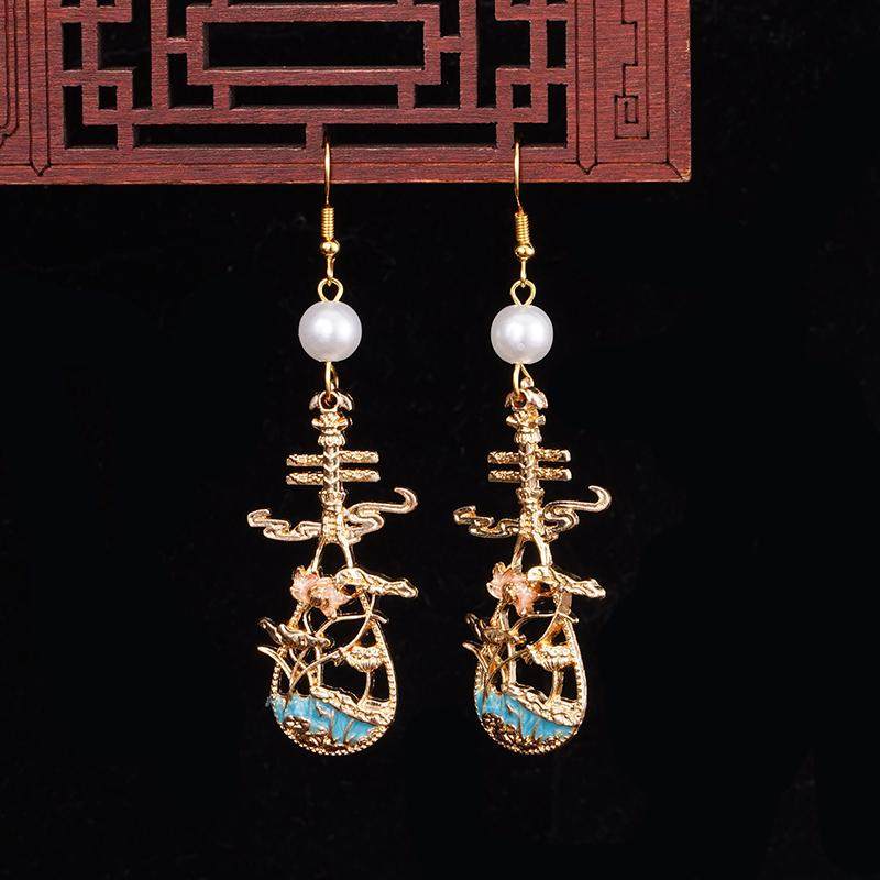 耳环高级感轻奢原创设计景泰蓝耳环古风旗袍耳坠汉服耳夹女无耳洞,饰品/流行首饰/时尚饰品新,耳环,淘宝优惠券,粉丝福利购,淘宝优惠卷