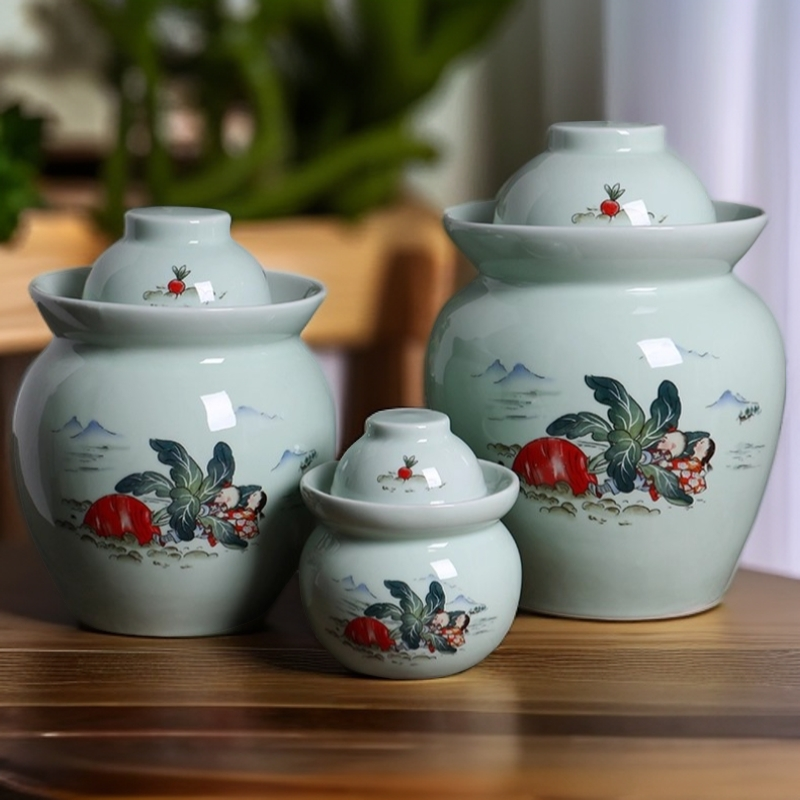 泡菜坛子陶瓷家用密封新中式陶瓷小咸菜罐酸菜缸景德镇腌菜加厚坛,厨房/烹饪用具,密封罐,淘宝优惠券,粉丝福利购,淘宝优惠卷