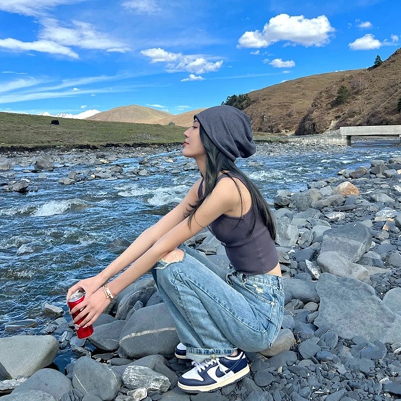 网红月子帽产妇产后春秋堆堆帽夏季帽子女夏天针织毛线包头帽薄款