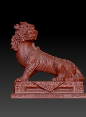 谛听摆件圆雕图三维立体图文件雕刻机3d精雕图谛听摆件圆雕图stl