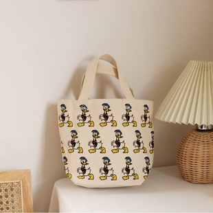 外贸单迪s鸭鸭帆布便当包饭盒袋小手提包可爱小手拎包环保午餐袋