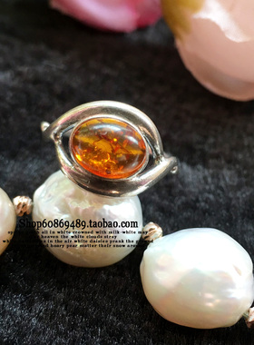 纯银饰品波兰琥珀戒指